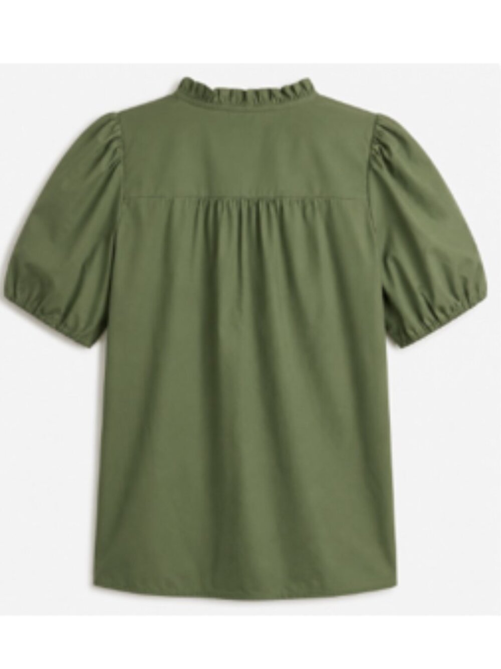 J.Crew Factory Ruffle-Neck Short-Sleeve Cotton‎ Top - Size M - NWT - Picture 2 of 2